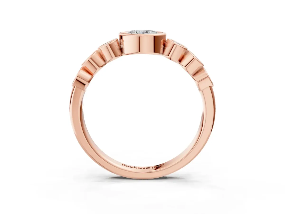Bezel Set Oval Diamond Half Eternity Band Rose gold