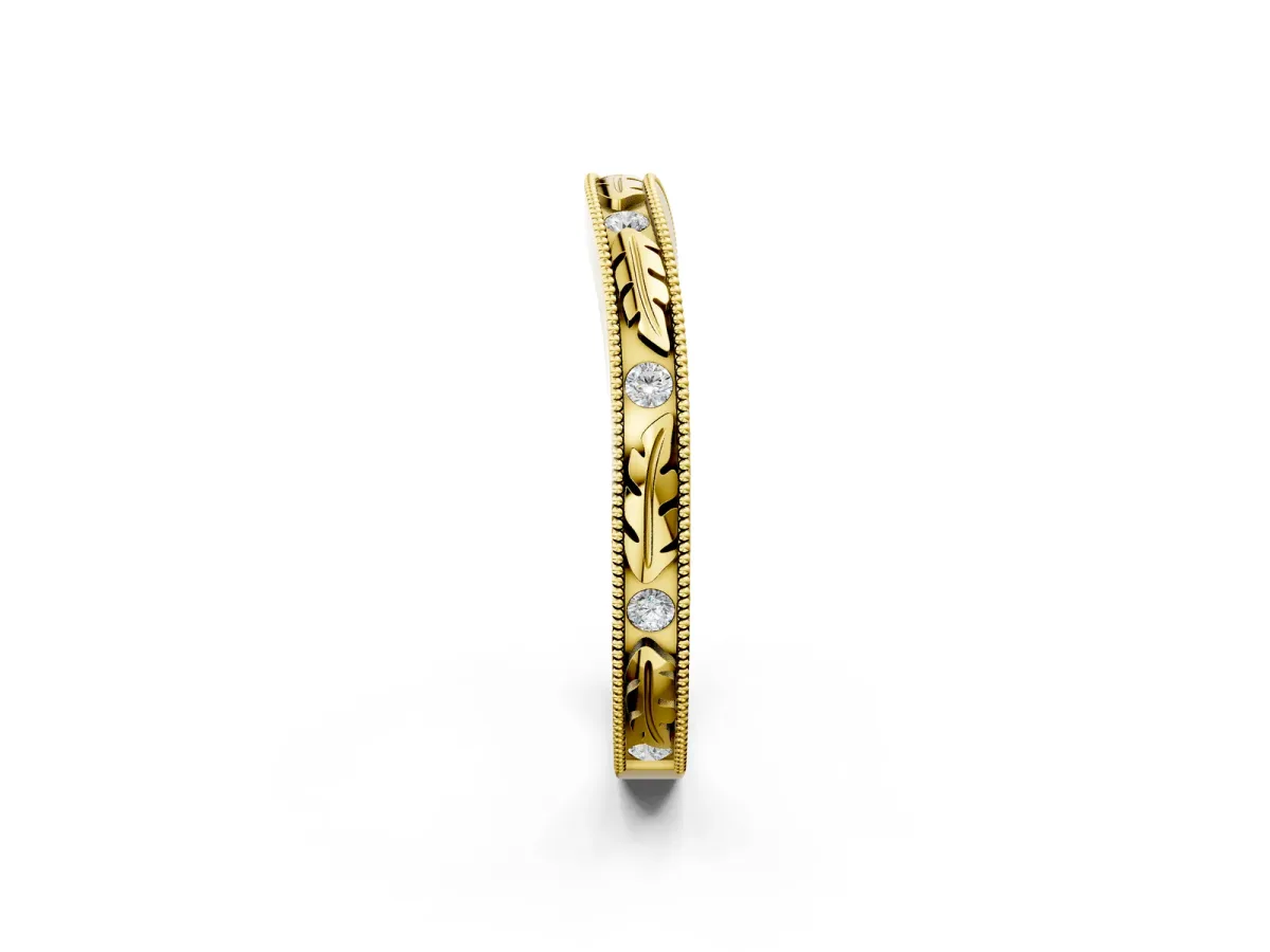Milgrain Bezel Set Round Diamond Eternity Band Yellow gold