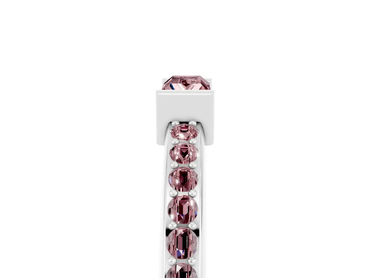 Baguette Morganite Pavé Band with Bar Setting Silver