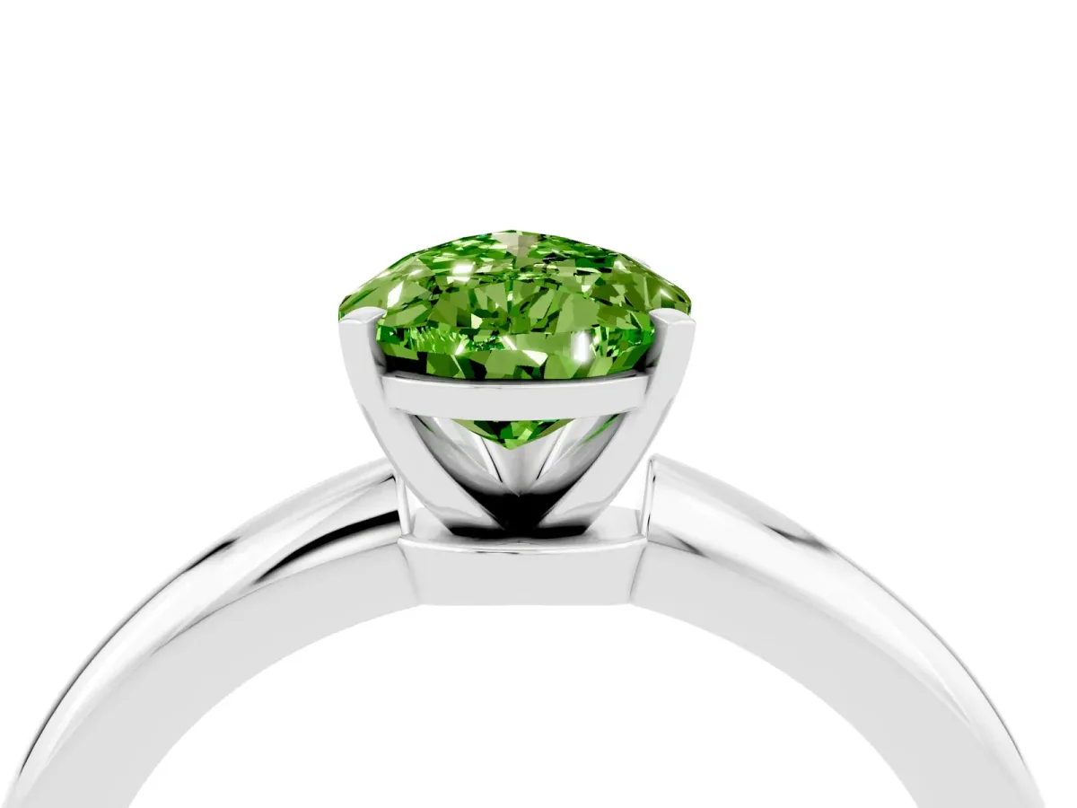 Pear Cut Peridot Solitaire Ring with Six-Prong Setting and Classic Band Silver
