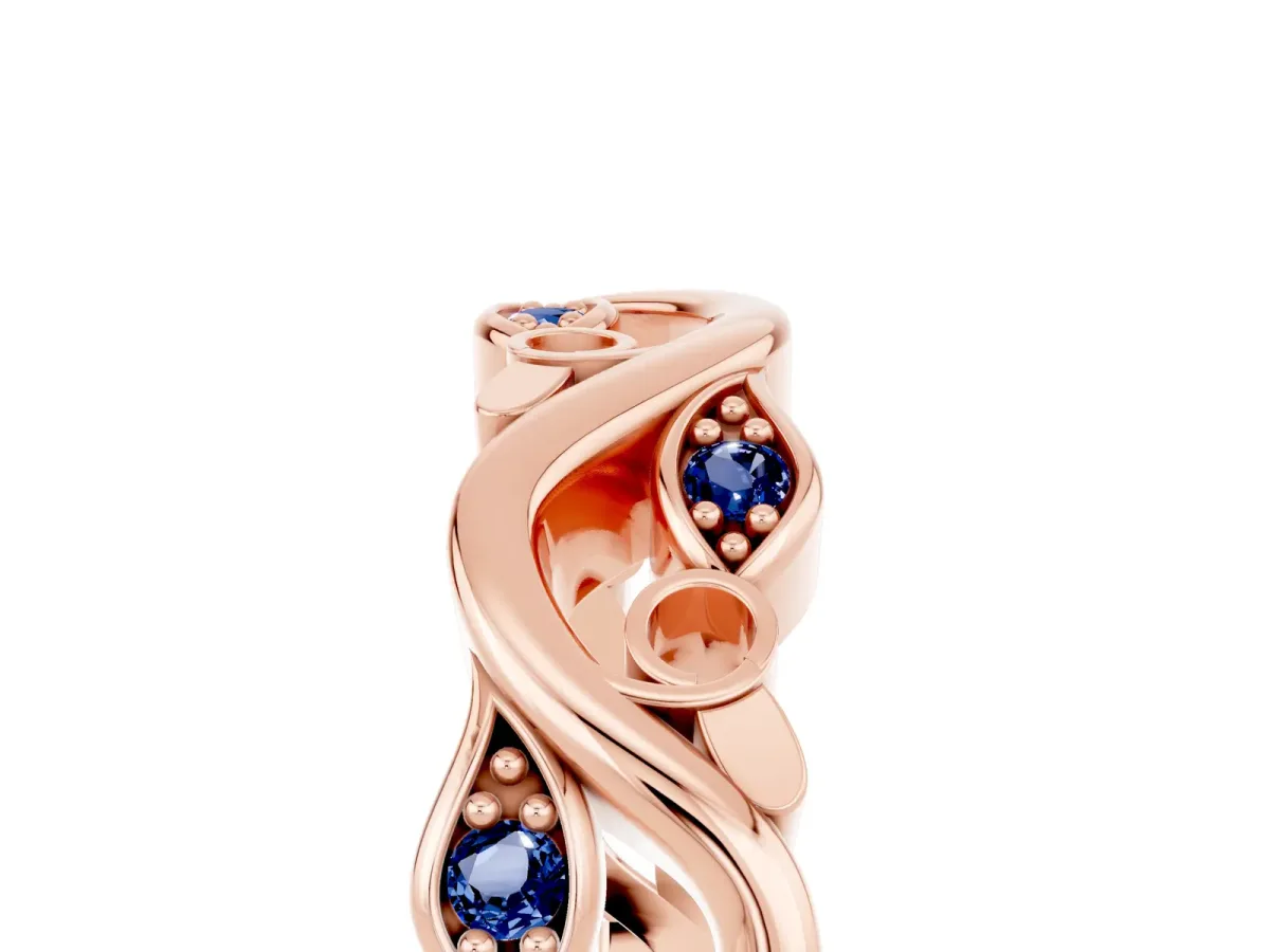 Marquise Blue Sapphire Vine Eternity Band with Bezel Setting Rose gold