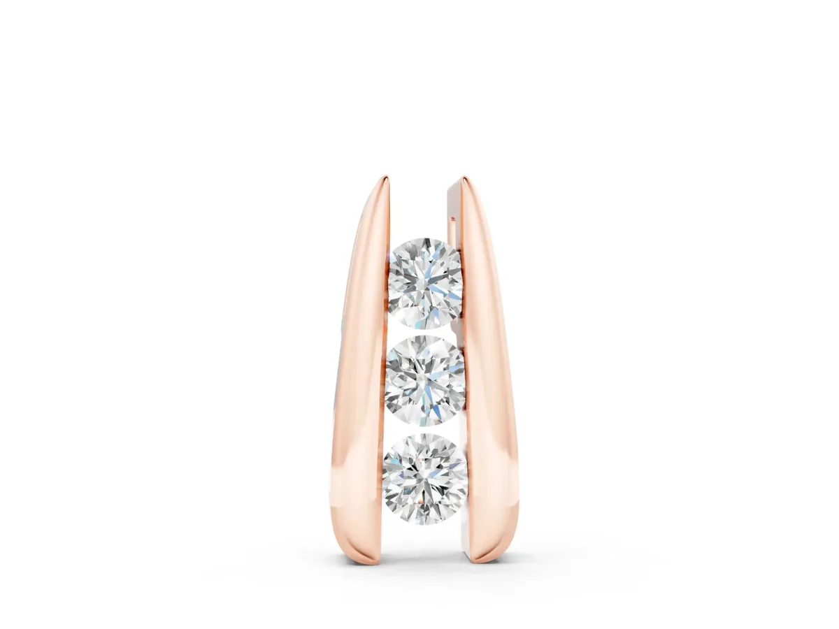 Vertical Channel Set Round Diamond Pendant Rose gold