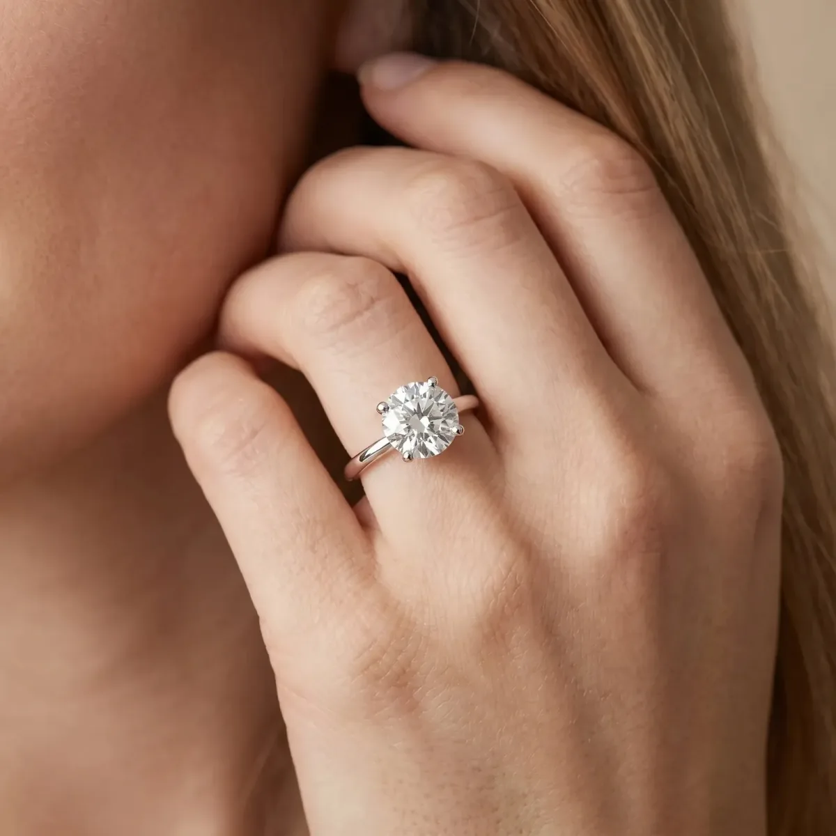 Asscher Cut Solitaire Diamond Ring with Prong Setting and Plain Band Silver