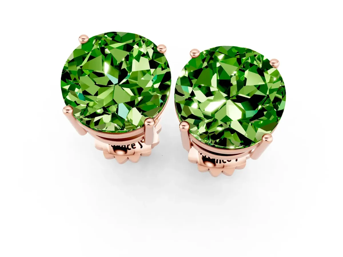 Round Cut Peridot Stud Earrings Rose gold