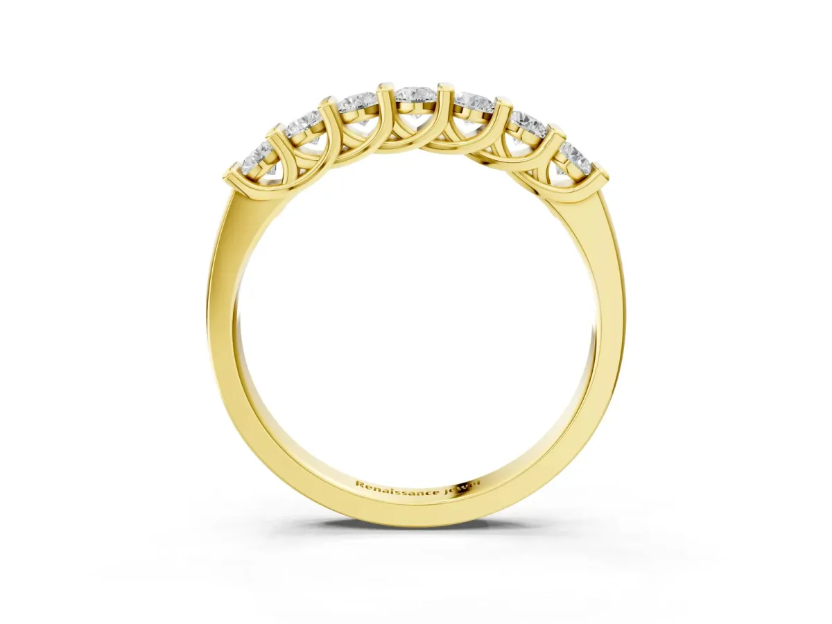 Channel-Set Round Diamond Half-Eternity Band Yellow gold