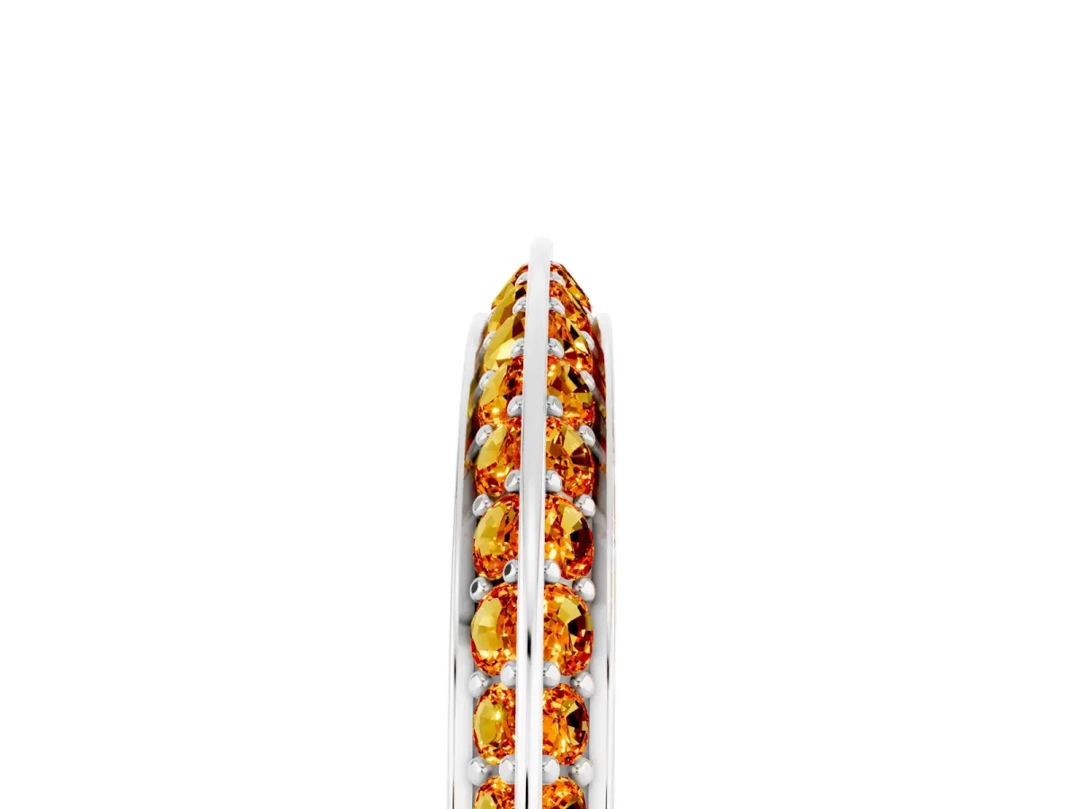 Double Row Pavé Round Citrine Eternity Band with Channel Setting Silver