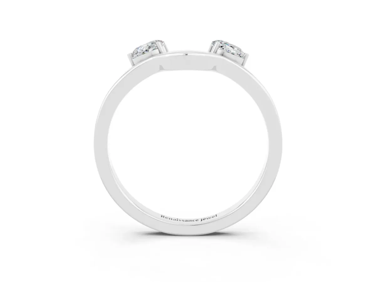 Dual Round Moissanite Open Band Ring with Prong Setting Silver