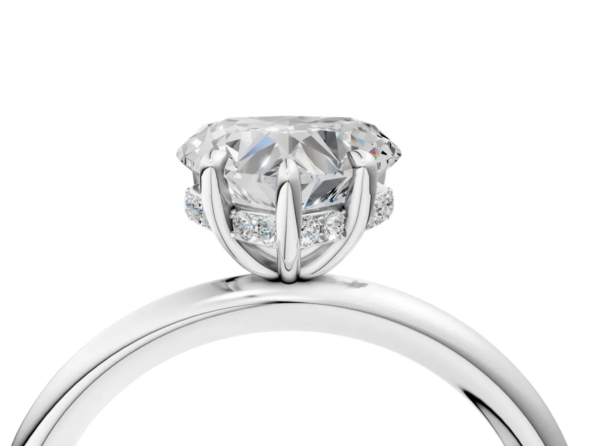 Heart Cut Diamond Solitaire Ring with Thin Band and Four-Prong Setting White gold