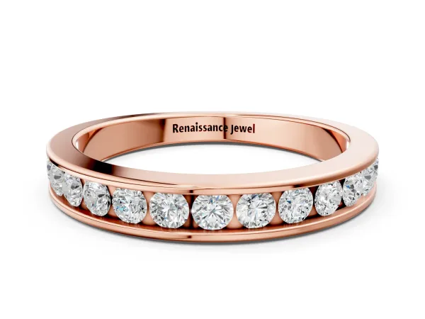 Channel Set Round Diamond Eternity Band Rose gold