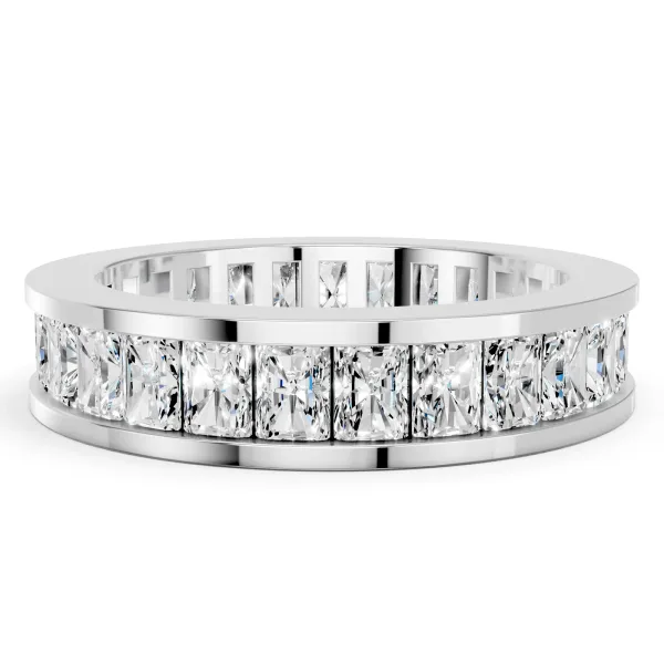 radiant Cut eternity band with channel set Platinum