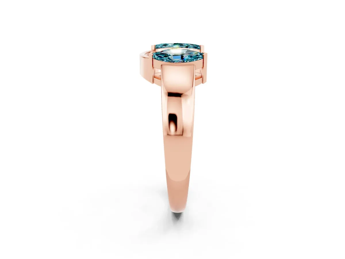 Marquise Blue Topaz Open Band Ring with Tension Setting Rose gold