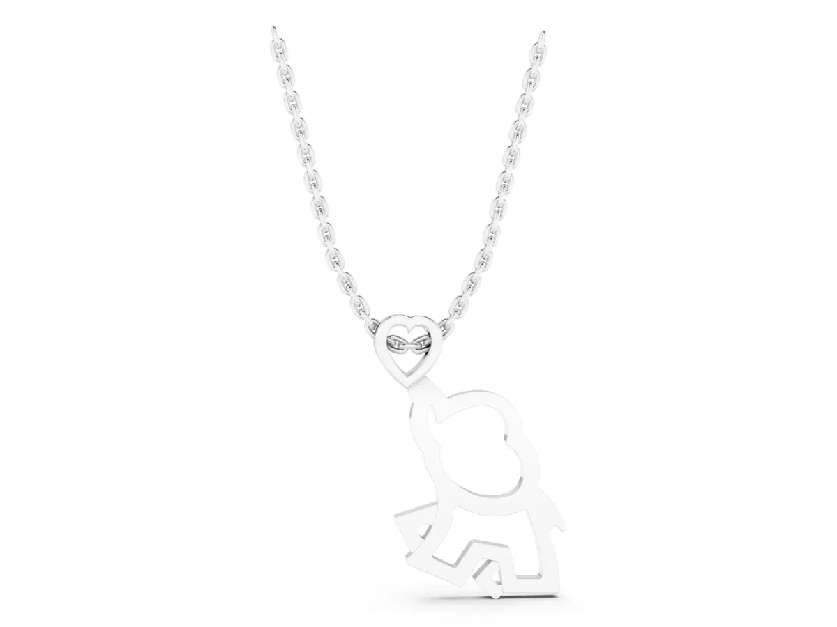Silver Elephant Heart Pendant Silver