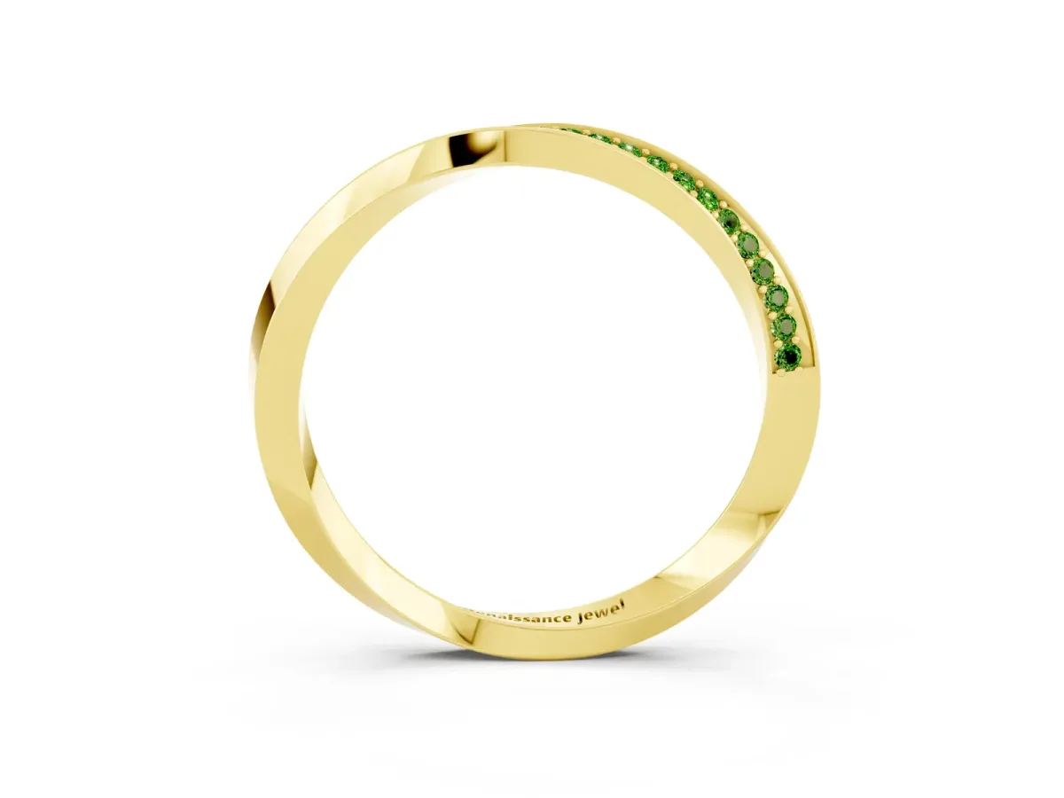 Pavé Round Peridot Twist Band Yellow gold