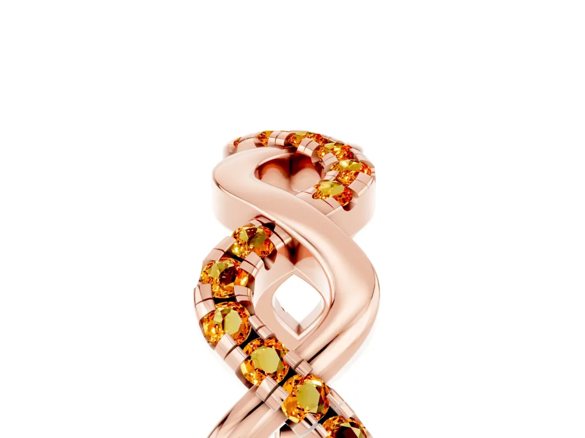 Twist Infinity Round Citrine Band with Pavé Setting Rose gold
