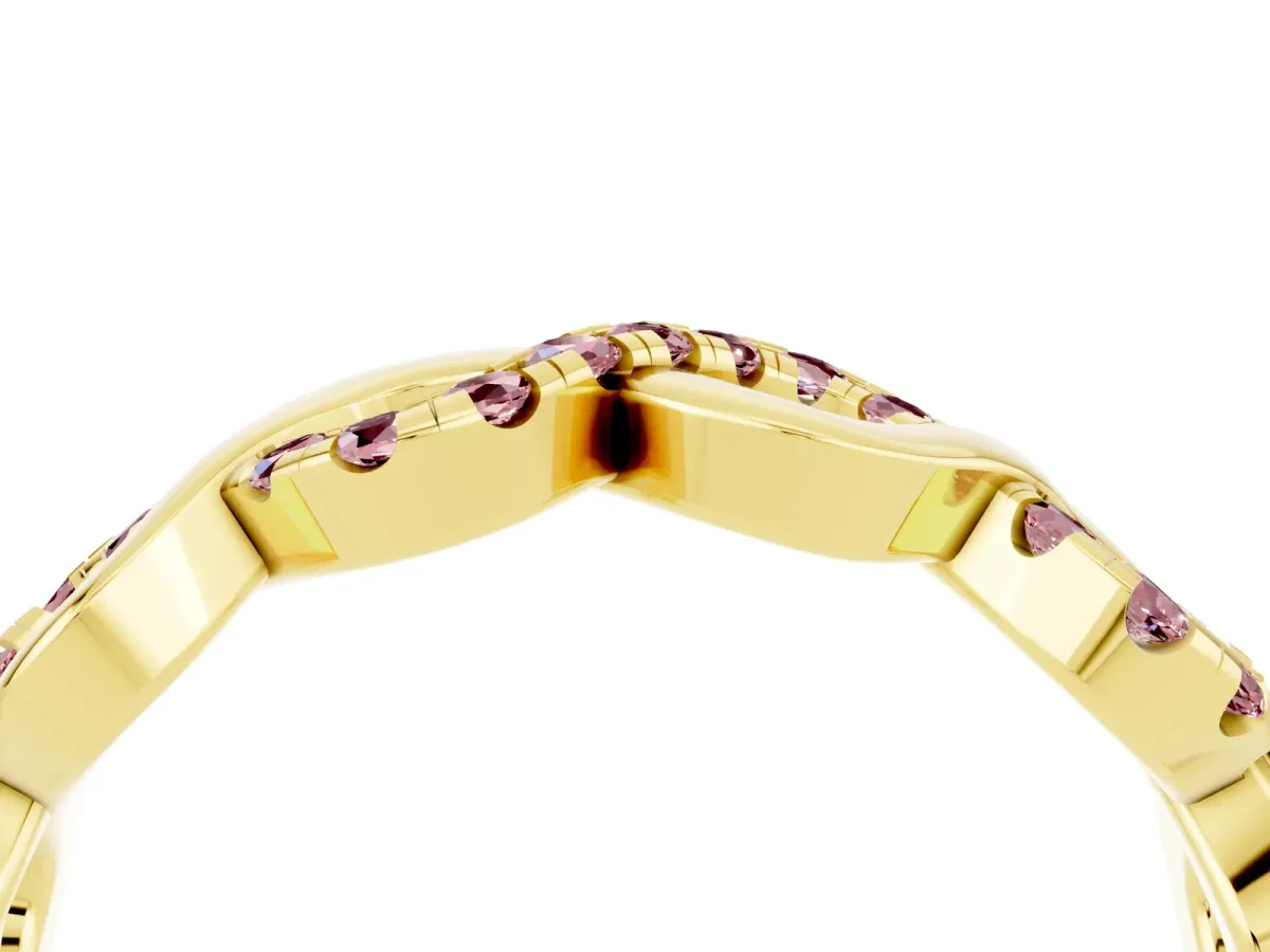 Twist Infinity Round Morganite Band with Pavé Setting Yellow gold