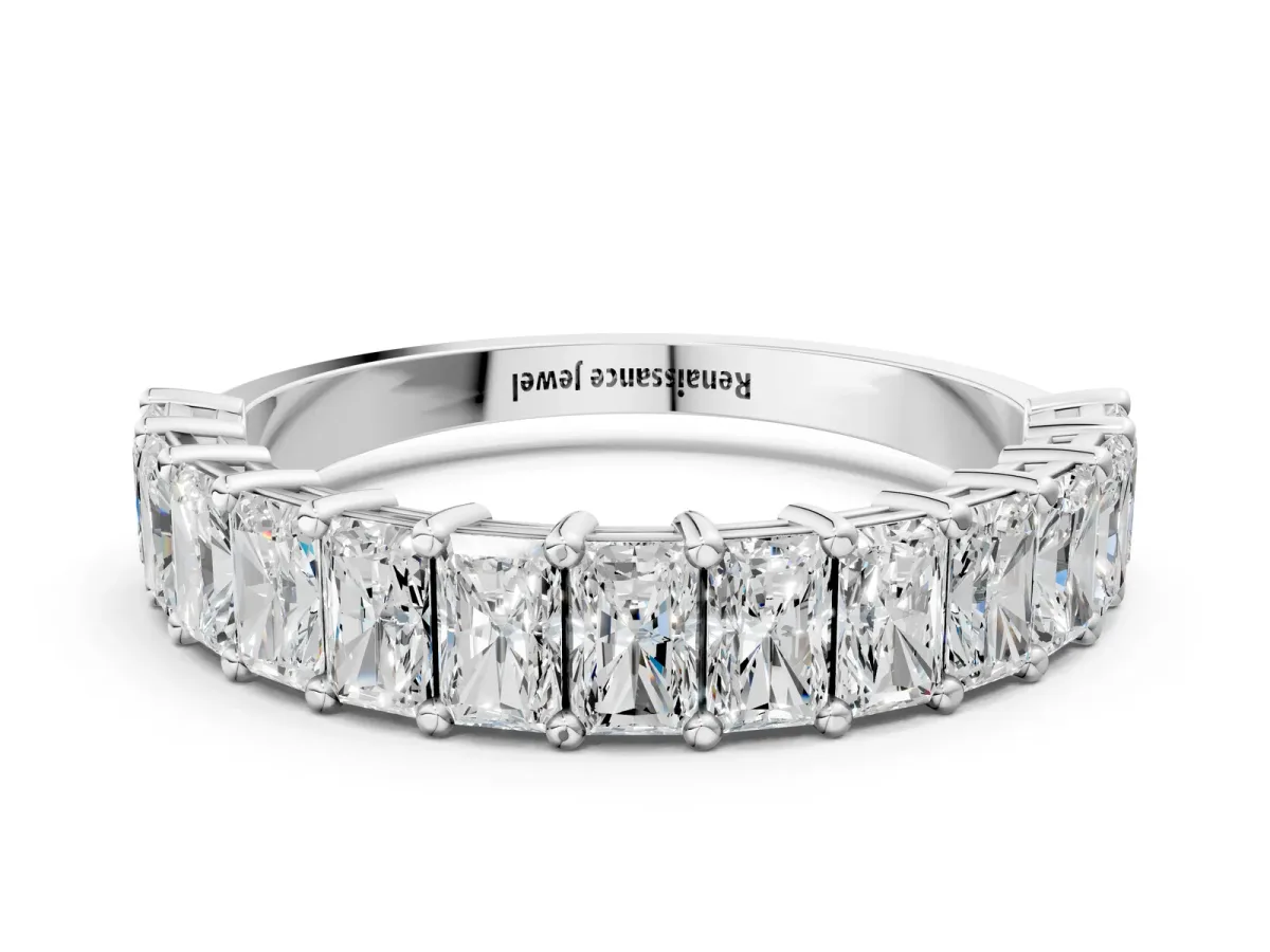 radiant Cut half eternity band with shared prong setting Silver