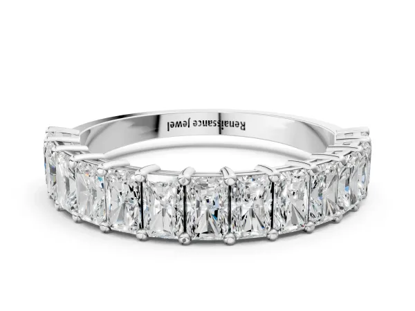 radiant Cut half eternity band with shared prong setting Silver