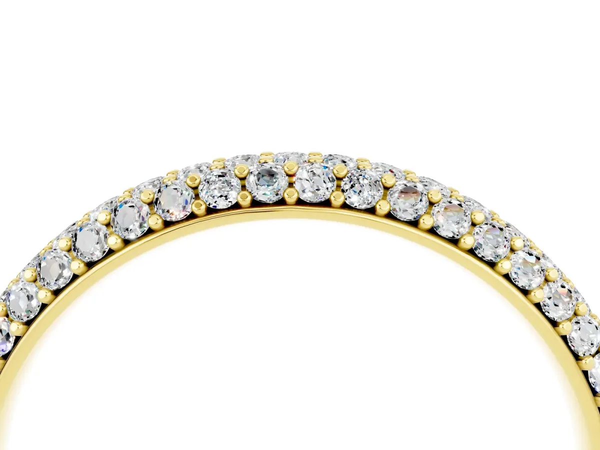 Round Moissanite Pavé Eternity Band with Shared Prong Setting Yellow gold