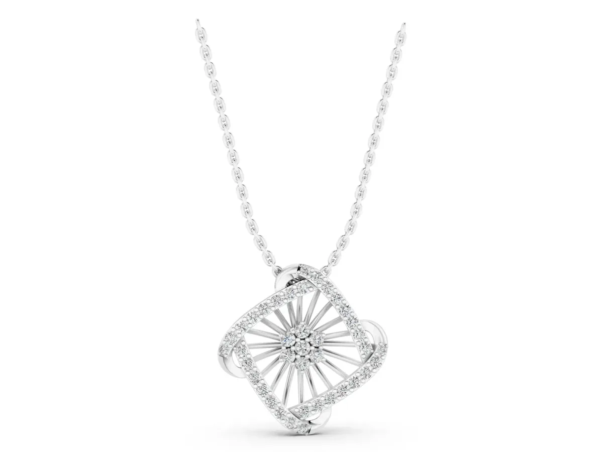 Round Diamond Cluster Pendant with Prong Setting Silver