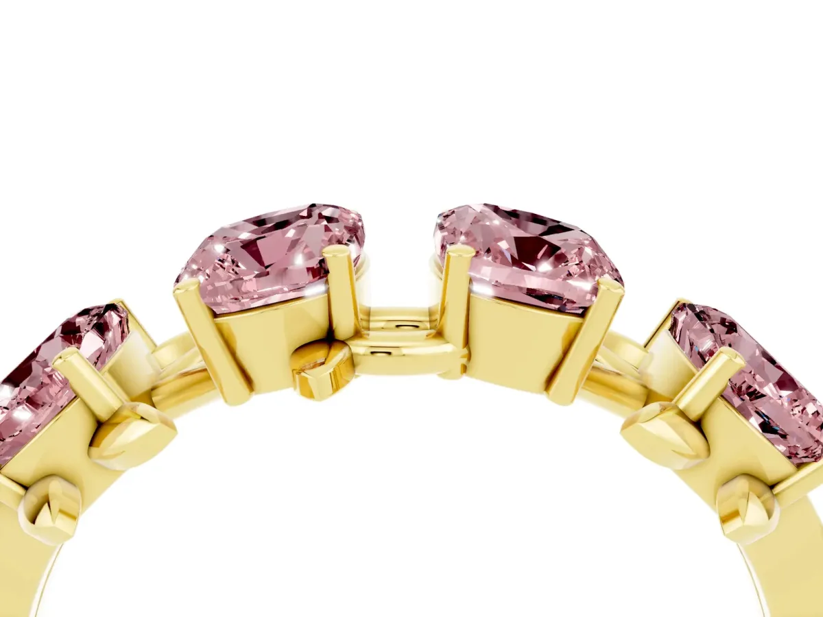 Emerald Cut Morganite Prong-Set Half Eternity Band Yellow gold