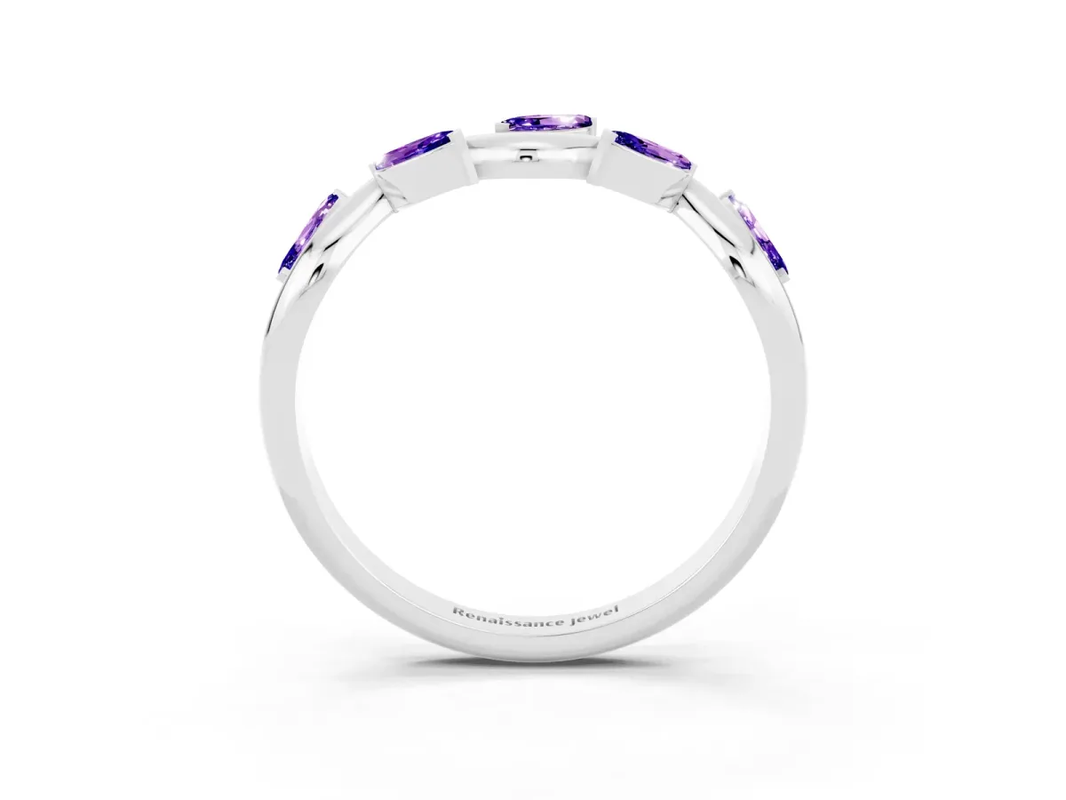 Marquise Tanzanite Twisted Band with Prong Setting Silver
