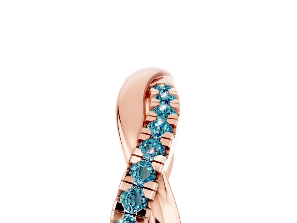 Round Blue Topaz Twisted Infinity Band with Prong Setting Rose gold