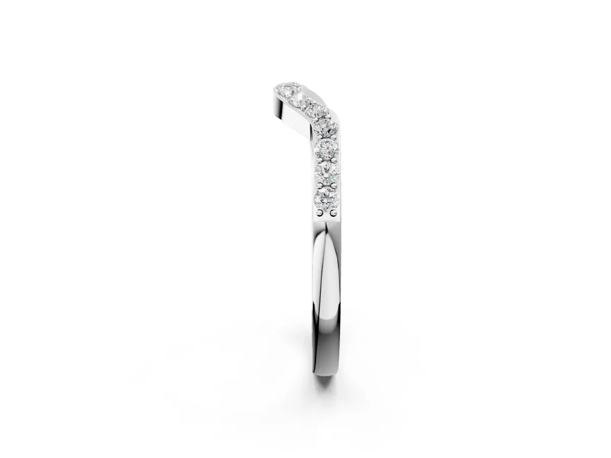 Pavé Round Diamond Curved Band with Prong Setting White gold