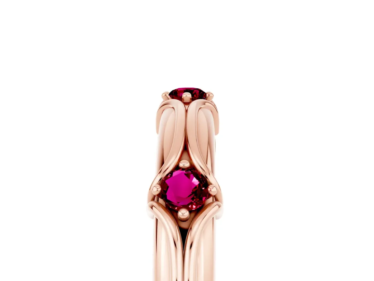 Round Garnet Prong Set Milgrain Eternity Band Rose gold