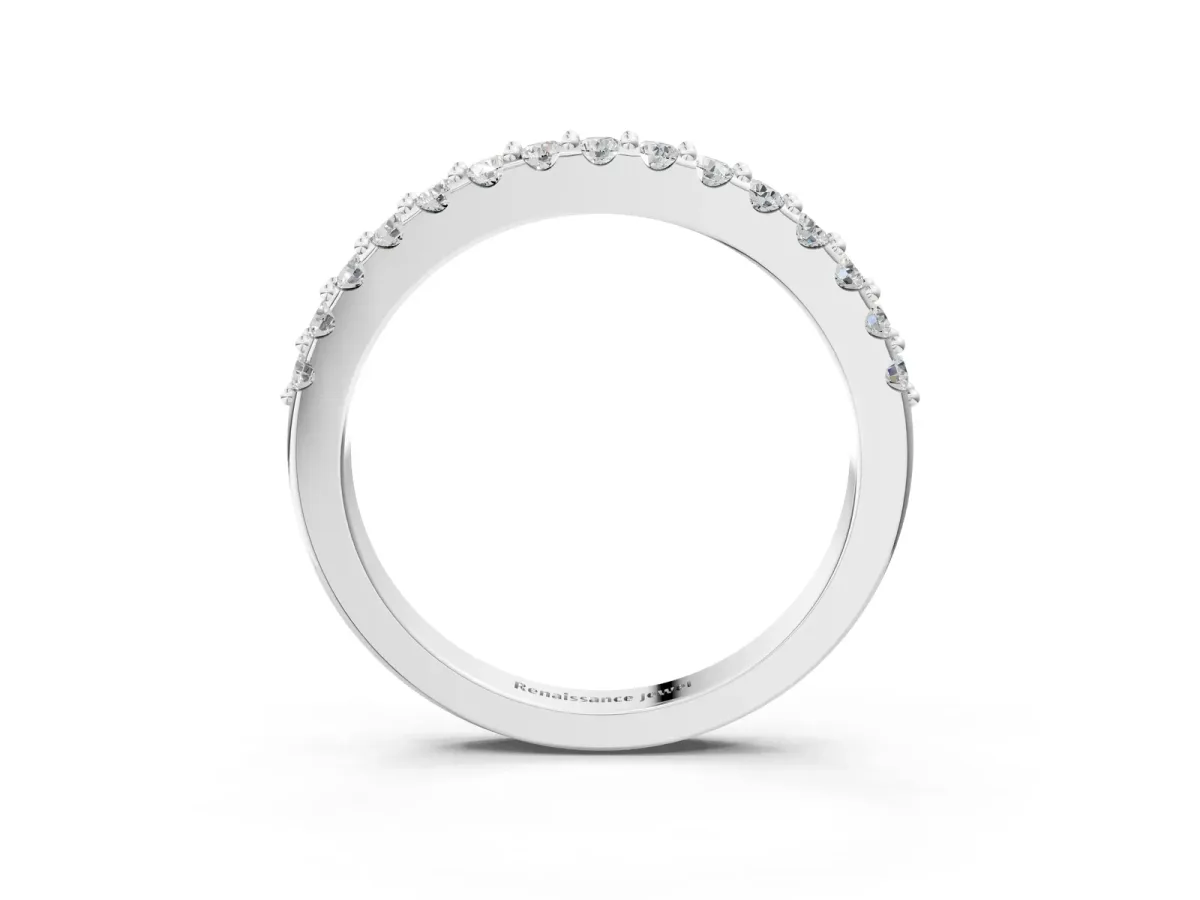 Round Diamond Pavé Set Half Eternity Band White gold