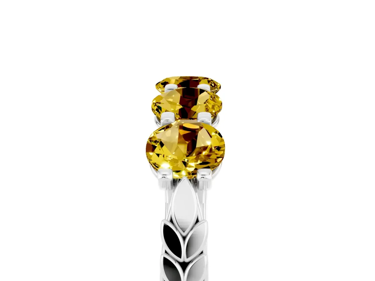 Five-Stone Round Yellow Sapphire Prong-Set Band Silver