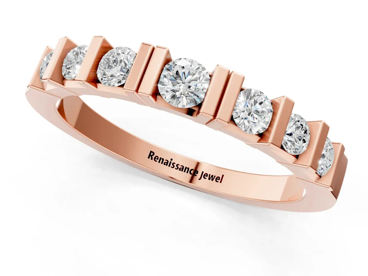 Round Channel Set Diamond Half Eternity Band Rose gold