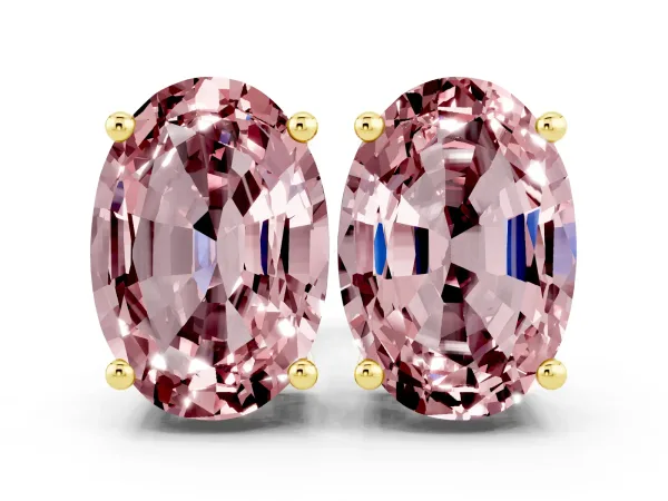 Oval Cut Morganite Stud Earrings Yellow gold
