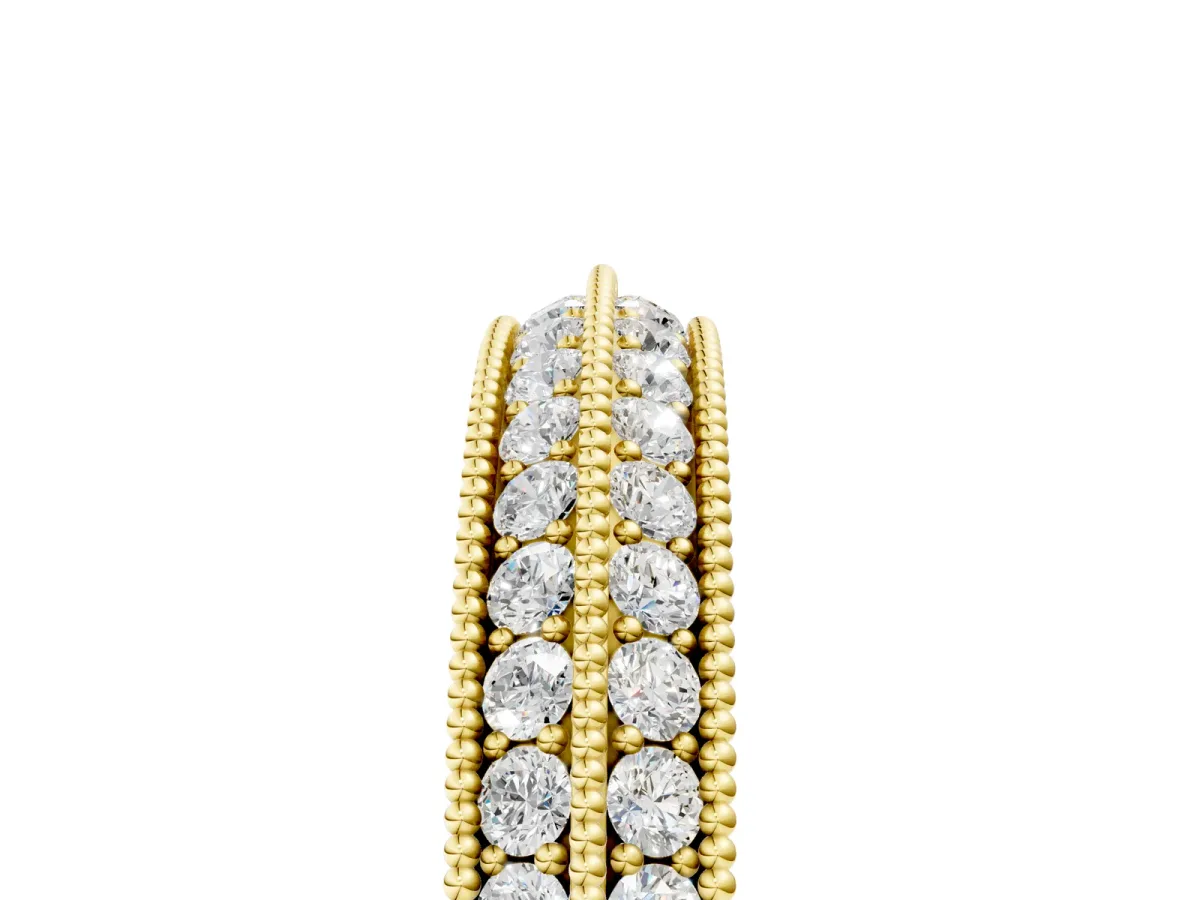 Pavé Round Diamond Milgrain Eternity Band Yellow gold