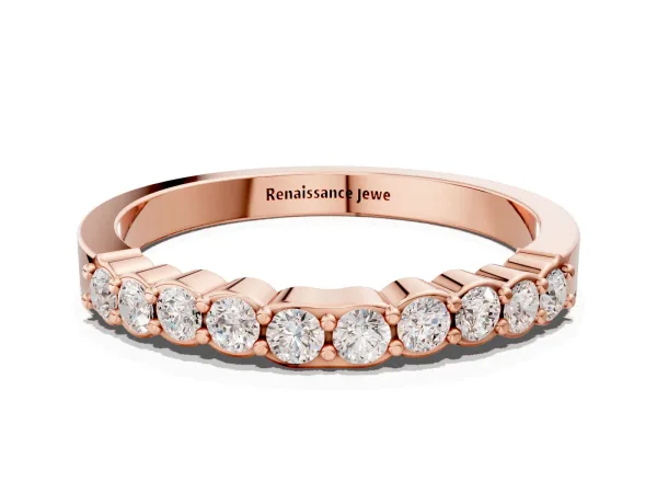 Round Diamond Half-Eternity Band with U-Prong Setting Rose gold