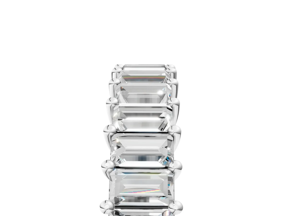 Baguette Cut Eternity Band with Shared Prong Setting White gold