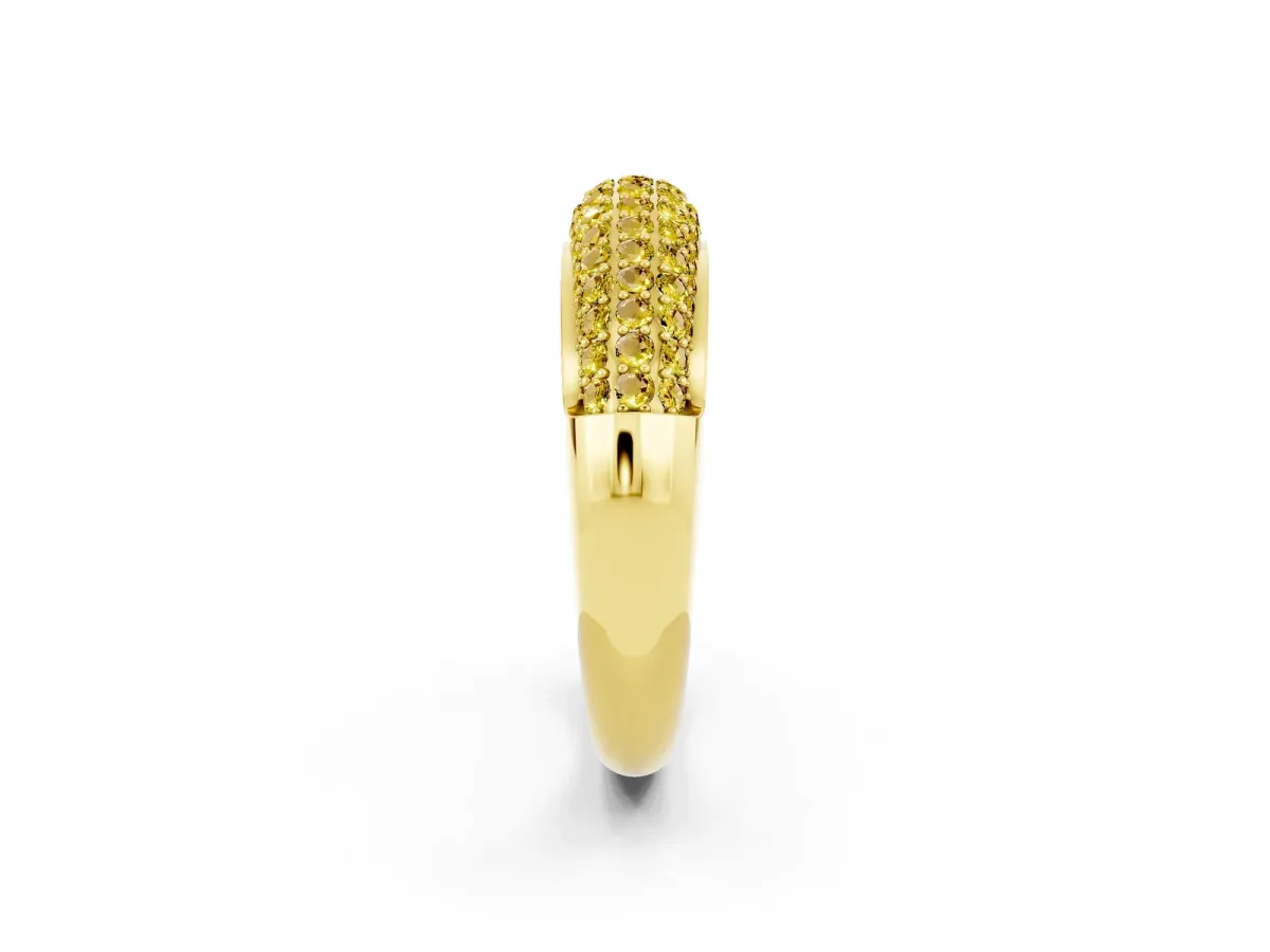 Three-Row Pavé Round Yellow Sapphire Dome Band Yellow gold