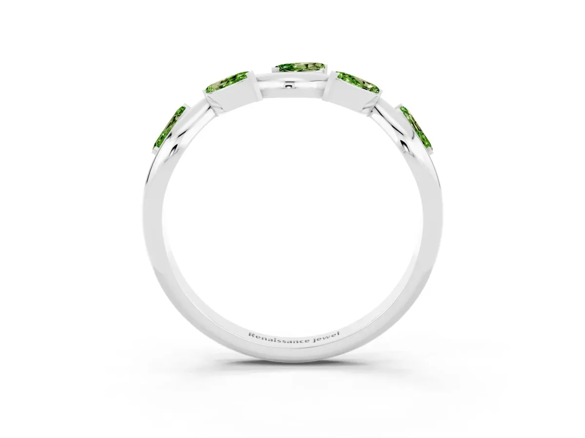 Marquise Peridot Twisted Band with Prong Setting Silver