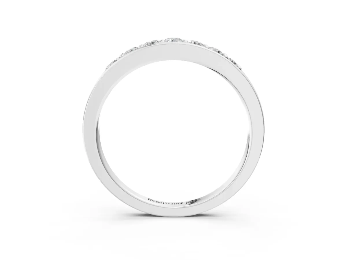 Channel-Set Round Diamond Comfort Fit Band Silver