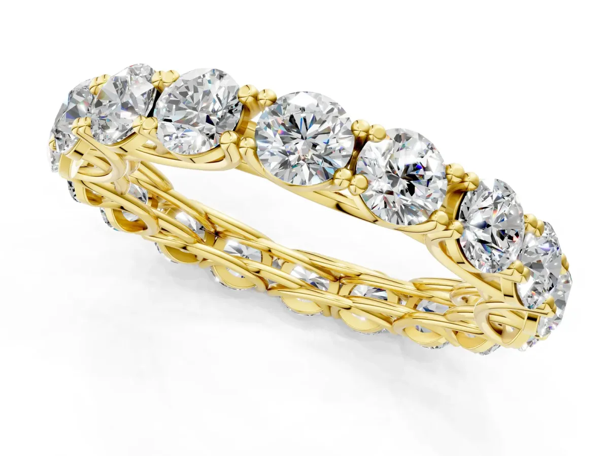 Round Diamond Woven Full Eternity Band Yellow gold