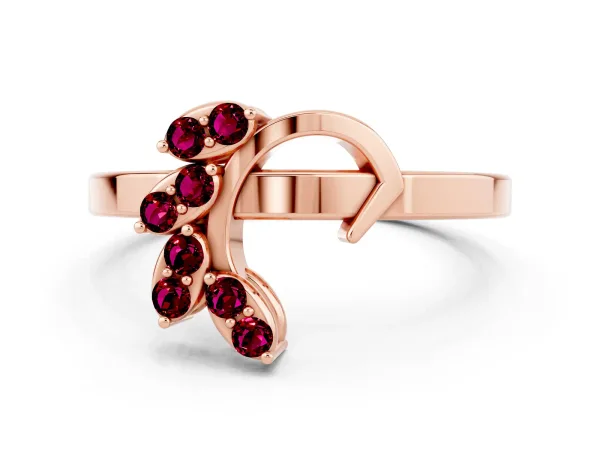 Marquise Garnet Cluster Bypass Ring with Prong Setting Rose gold