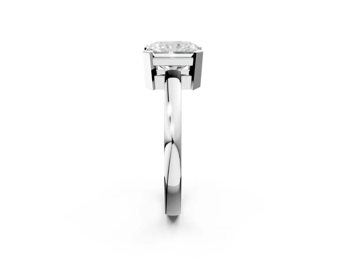 Radiant Cut Cut Solitaire Ring with Four-Prong Setting and Classic Band Platinum
