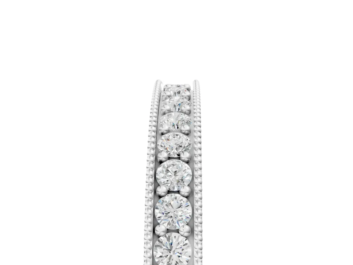 Round Diamond Milgrain Pavé Eternity Band Platinum