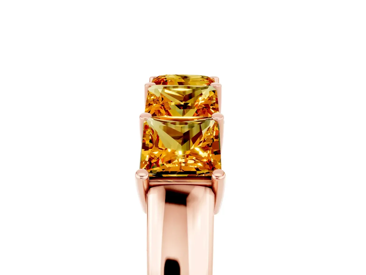 Princess Cut Five-Stone Citrine Band with Prong Setting Rose gold