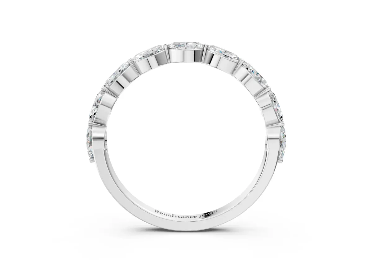 Marquise Diamond Half Eternity Band with Prong Setting Platinum