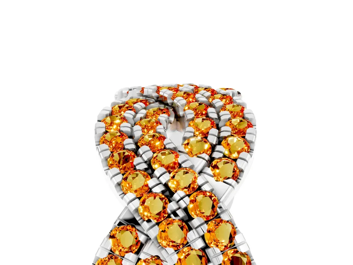 Pavé Round Citrine Infinity Twist Band with Shared Prong Setting White gold