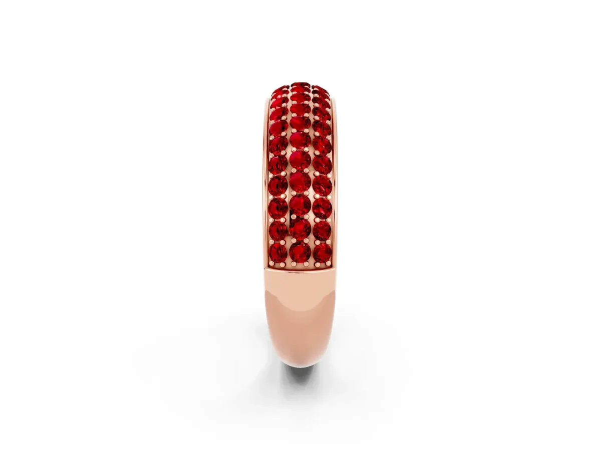 Three-Row Round Ruby Eternity Band with Shared Prong Setting Rose gold
