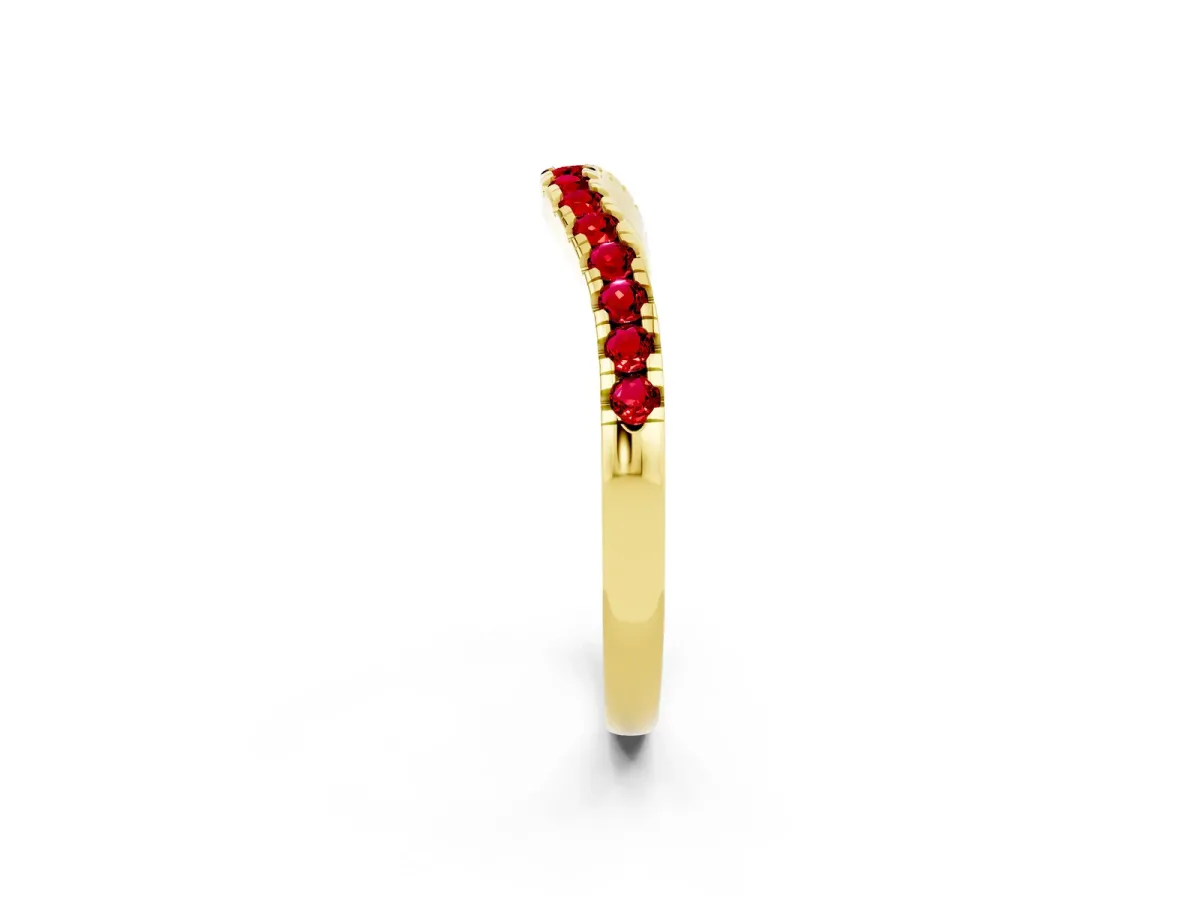 Ruby Pavé Curved Wedding Band Yellow gold