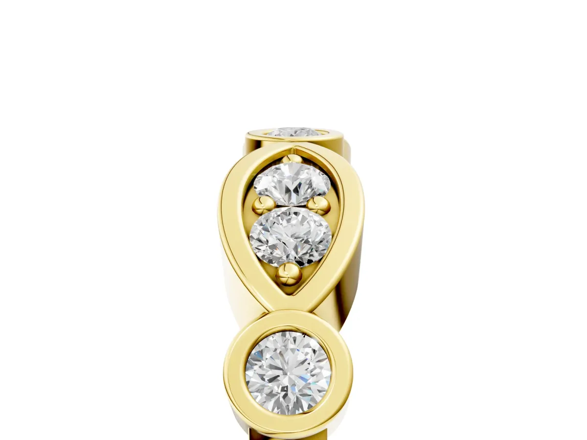 Bezel Set Round Diamond Marquise Band Yellow gold