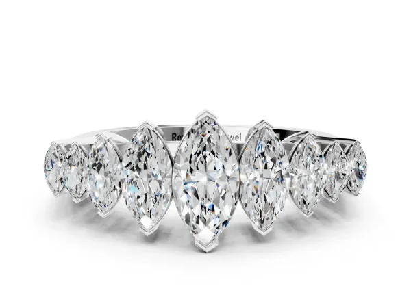 Marquise Diamond Prong Set Curved Band White gold