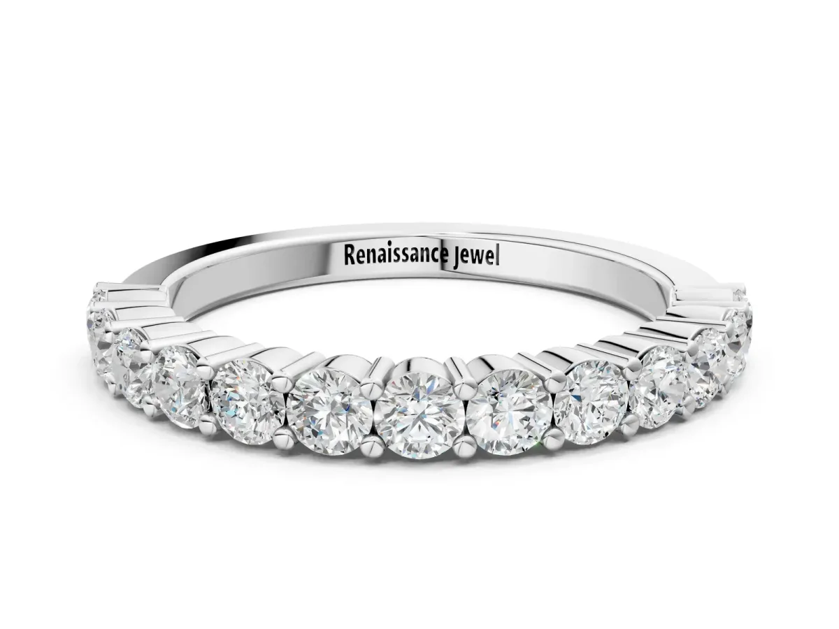 Alternating Round Diamond Promise Ring with Round Diamond Accents Silver